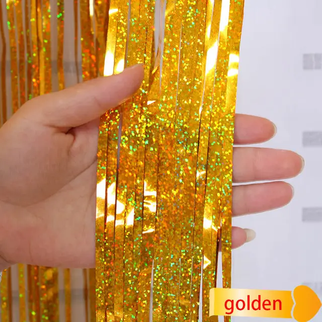 1*2M Glitter Laser Foil Perada Tirai Ulang Tahun Latar Belakang Tirai Ulang Tahun Gadis Pesta Pernikahan Lajang Dekorasi Latar Belakang
