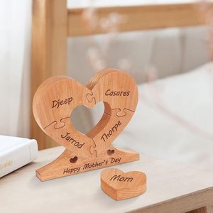จิ๊กซอว์รูปหัวใจไม้บีช ของตกแต่งบ้านสไตล์มินิมอล ของขวัญวันแม่ - Product Image 1