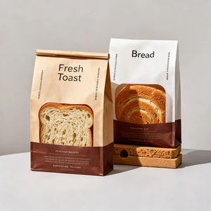 Customized Eco-Friendly Moisture Proof Classic Kraft Paper Bags <b>Ribbon</b> Flat Handles for Fast Food Bread <b>Cakes</b> Takeout Packaging - Product Image 1