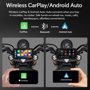 Écran portable 6 pouces pour moto avec CarPlay, navigation GPS, Android Auto sans fil, étanchéité IPX7 et avertissement <span class=keywords><strong>radar</strong></span> - Product Image 3