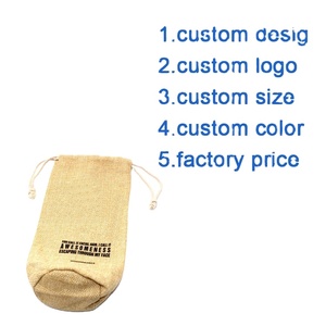 Sacs d'emballage pour bouteilles de vin en toile de jute naturelle, imitation lin, avec cordon de serrage - Product Image 3