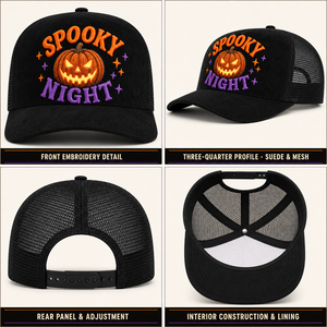 Casquettes Trucker 5 Panneaux Personnalisées Halloween en Daim Structuré à Bord Incurvé avec Broderie 3D en Relief et Patch en Maille - Product Image 2