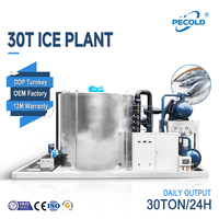 Machine à glace en paillettes industrielle de 30 tonnes pour le refroidissement du béton, grands ports de pêche, usine 30T/24h, compresseur à vis tropical