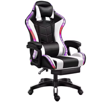 Chaise de jeu de course ergonomique pour filles, avec accoudoir pivotant confortable pour PC, lumière RVB