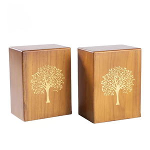 <span class=keywords><strong>Pet</strong></span> Ashes için katı ceviz ahşap Urn kutusu-lazer kesim gökkuşağı köprü tasarımı ile anıt göğüs - Product Image 3