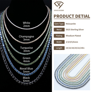 Vente en gros coloré hip hop bijoux bijoux argent S925 glace gra vvs mossanite moissanite diamant Tennis Colliers Chaîne pour hommes - Product Image 2