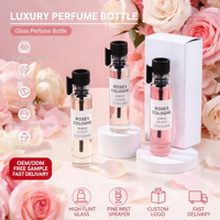 Botol Parfum Mini Isi Ulang Bulat 1ml 2ml Kemasan Kustom Kosong Kaca Spray dengan Kotak Set Mewah Grosir Logo