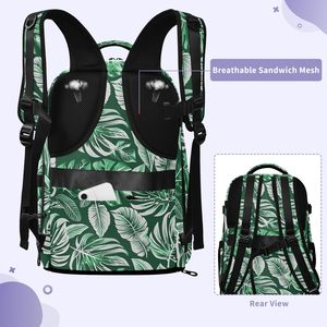 <b>Large</b> Tropical Leaf Print Unisex Casual Sports <b>Backpack</b> Custom Logo Laptop Polyester Travel <b>Backpack</b> for Women and Men - Product Image 3