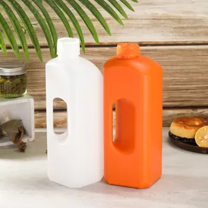 1800ml Vanjoin HDPE Empty 2000ml Food Oil Juice White Orange Color Plastic Water Can with Handle for Drinks
