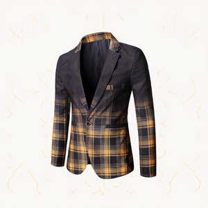 Costumes d'affaires pour hommes, blazer à carreaux, veste de costume à motif dégradé, coupe slim, décontracté, 100% coton, grande taille, automne hiver 2022 - Product Image 3