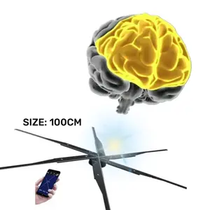 商用広告3Dホログラムファン100cm3Dホログラムファンプロジェクター送信画像ビデオLEDホログラムディスプレイ