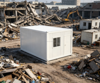 Contenedor Prefabricado Blanco de Doble Capa, Oficina para Proyectos, Edificio con Fachada de Vidrio Completa para Uso Exterior, Tamaño 20 pies/40 pies