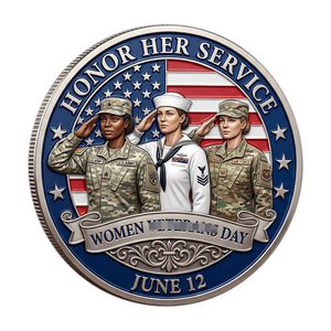 Moneda Conmemorativa Coleccionable de Metal con Diseño de Placa Militar y Collar de Perlas, con la Frase '<span class=keywords><strong>El</strong></span> Coraje No Conoce Género', para Mujeres en Servicio - Product Image 2