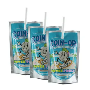 Gravure Printing Plastic Beverage Packing Bag OEM Customized Standing Juice Drink Pouch With Straw