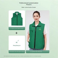Gilet de travail personnalisé avec logo imprimé pour supermarché de produits frais, uniforme promotionnel pour agent de vente en centre commercial, en polyester