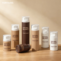 Botol Vakum Plastik PP Dinding Ganda Mewah 30-200ml Hijau Grosir Logo Kustom Kemasan Kosmetik Serum Botol Pompa Tanpa Udara