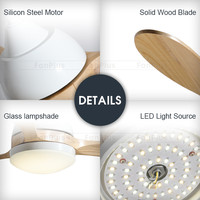 Moteur à courant continu ventilateur de plafond à trois pales en bois massif 5 vitesses télécommande réglable ventilateur de plafond Led électrique avec lumière