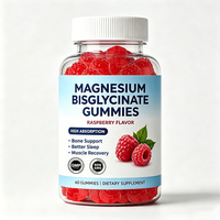 Complément alimentaire en gommes de bisglycinate de magnésium OEM, 60 unités, favorise le sommeil et la santé osseuse