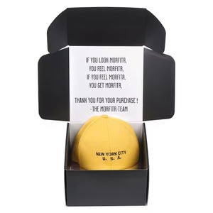Customized <b>Design</b> Deep Black Gift Box Hat Paper Boxes Wholesale Shipping Slim Flat Box <b>Packaging</b> - Product Image 2