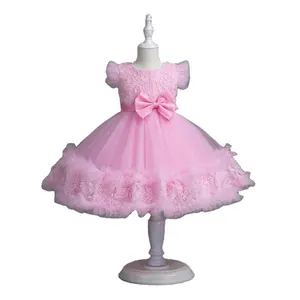 Menina bonito Vestido De Aniversário para 3 anos de idade miúdo Dos Desenhos Animados estilo Da Menina de Flor Vestido de festa vestido Elegante