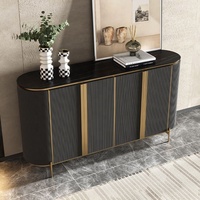 NOVA buffet de salle à manger de luxe en or noir avec dessus de table en marbre moderne en métal buffet salon armoire de rangement latérale