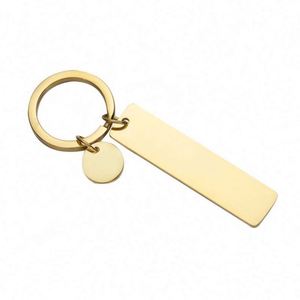 Custom Laser Engraving Keyring Stainless Steel Strip Disc Blank <b>Keychain</b> Small Tag Pendant Personalize Diy Blank Metal Key Chain - Product Image 3