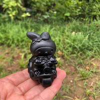 Nouvel Arrivage : Mini Statue de Personnage de Dessin Animé en Obsidienne Noire, Pierre de Guérison Sculptée à la Main, Décoration de Bureau et Cadeau