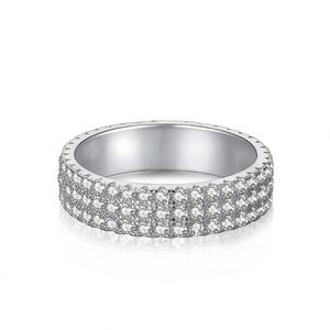 Dylam INS Fashion Wholesale AAAAA CZ Stone Rings Full 3 Lines Zircon 18k Gold Plated 925 Sterling Silver Ring Lucky Finger Ring - Product Image 1