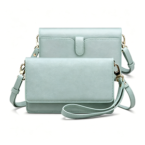 Petit sac à bandoulière pour femme, porte-té<span class=keywords><strong>l</strong></span>éphone, portefeuille avec emplacements pour cartes RFID, 2 sangles, bracelet - Product Image 1