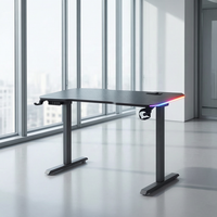Table de jeu électrique en acier inoxydable AOR avec support de tasse, crochet pour casque, bande lumineuse latérale, design moderne, usage commercial