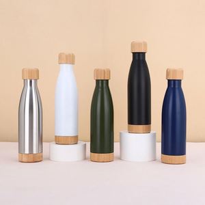 Eco Friendly Bamboo <b>Lid</b> Stainless Steel Water Bottle 500Ml <b>Reusable</b> Outdoor Sports Bottle - Product Image 1