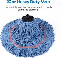 Recharge de tête de balai serpillère en fil de coton synthétique bleu, durable, lavable, personnalisée, pour le nettoyage des sols avec manche en aluminium – Vente en gros