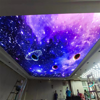 Material de Techo Económico, Plafón Falso de Plástico, Tablero de PVC, Interior Impreso, Techo Translúcido con Diseño de Cielo Estrellado
