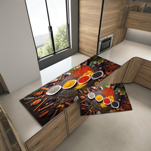 Grosir 3D dicetak beludru kristal Dekorasi Dapur Modern anti-selip <span class=keywords><strong>2</strong></span>-buah tikar karet dapat dicuci karpet Area untuk dapur - Product Image 1