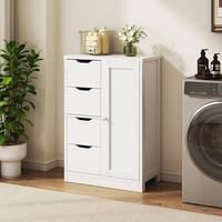 Meuble de rangement moderne avec 4 tiroirs et 1 placard, unité de rangement autoportante pour salon et chambre, console d'entrée