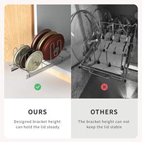 Organisateur de couvercles de casseroles coulissant avec glissières en fer, support de rangement multifonction durable pour assiettes, plateaux de cuisson et ustensiles de cuisine