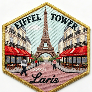 Parche Bordado Termoadhesivo de la Torre Eiffel de París, Tela Tejida, Forma Irregular, Aplique Decorativo para Regalo - Product Image 5