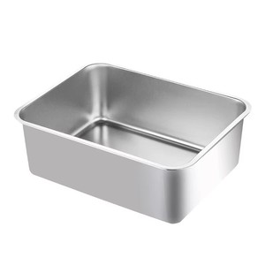 Extra <b>Large</b> Stainless Steel Cat Litter <b>Box</b>, Semi-Enclosed, Anti-Lead-Out, Anti-Splash, Open High-Fence - Product Image 1
