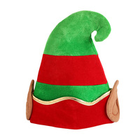 Chapeau d'elfe de Noël rayé rouge et vert avec oreilles d'elfe PAFU Santa Helper