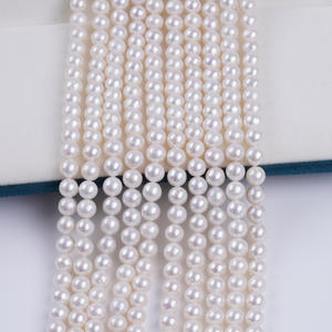 Perles de culture d'eau douce rondes blanches Zhuji 6-7 mm, naturelles, en vrac, accessoires de bijoux DIY, vente en gros - Product Image 1