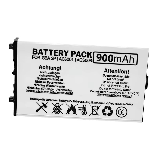 AGS-003 High Capacity 900mAh Lithium Battery for GBA SP Rechargeable Battery Pack for Nintendo GBA SP