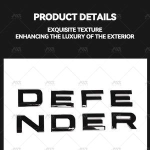 Per scritta anteriore posteriore emblema distintivo Gloss nero per Land Rover Defender 110 90 accessori - Product Image 2