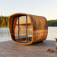 Sauna Exterior Profesional Moderna de Abeto Finlandés con Estufa, Techo de Triple Aislamiento, Estructura Cúbica de 245x245cm