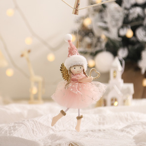 DAMAI Soft Fabric Winged Angel Girl Hanging Ornament 3 Color Tulle Skirt Fairy Doll Pendant for Christmas Tree <b>Decor</b> - Product Image 2