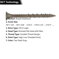 Quik Drive # Sekrup Baja DSV 8 X 1-5/8 inci, Berpita, untuk Lantai Kayu, Subfloor, Decking, Self-Drill, Kepala Persegi, Torx Drive, Flat Head, 1 Inch, Ruspet