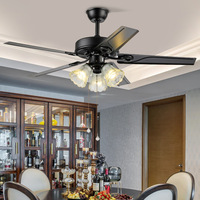 Ventilateur de plafond de style américain avec une forte puissance de vent, nouveau style lumineux 2022, restaurant, maison, lame en acier silencieuse et bois