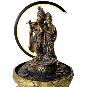 <span class=keywords><strong>Fontaine</strong></span> d'eau intérieure en résine représentant Krishna et Radha, <span class=keywords><strong>avec</strong></span> éclairage LED, décoration Feng Shui. - Product Image 1