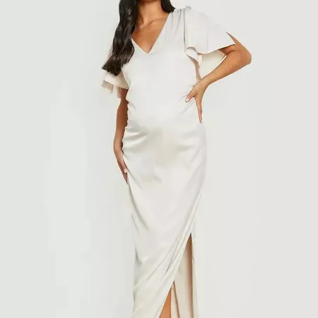 Wholesale Maternity Satin Flute Sleeve Maxi Dress maternity dress photoshoot maternity clothes pregnant women pregnant clothing