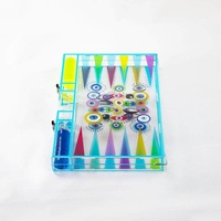 Regenbogen Übles Auge Klarlicht Backgammon-Set brett faltbar mehrfarbig Acryl brettspiel tragetasche