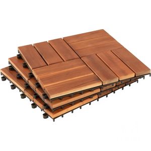 Azulejos de suelo entrelazados de madera, azulejos de cubierta de patio con patrón de mosaico, azulejos de clic de balcón de acacia de madera maciza - Product Image 1